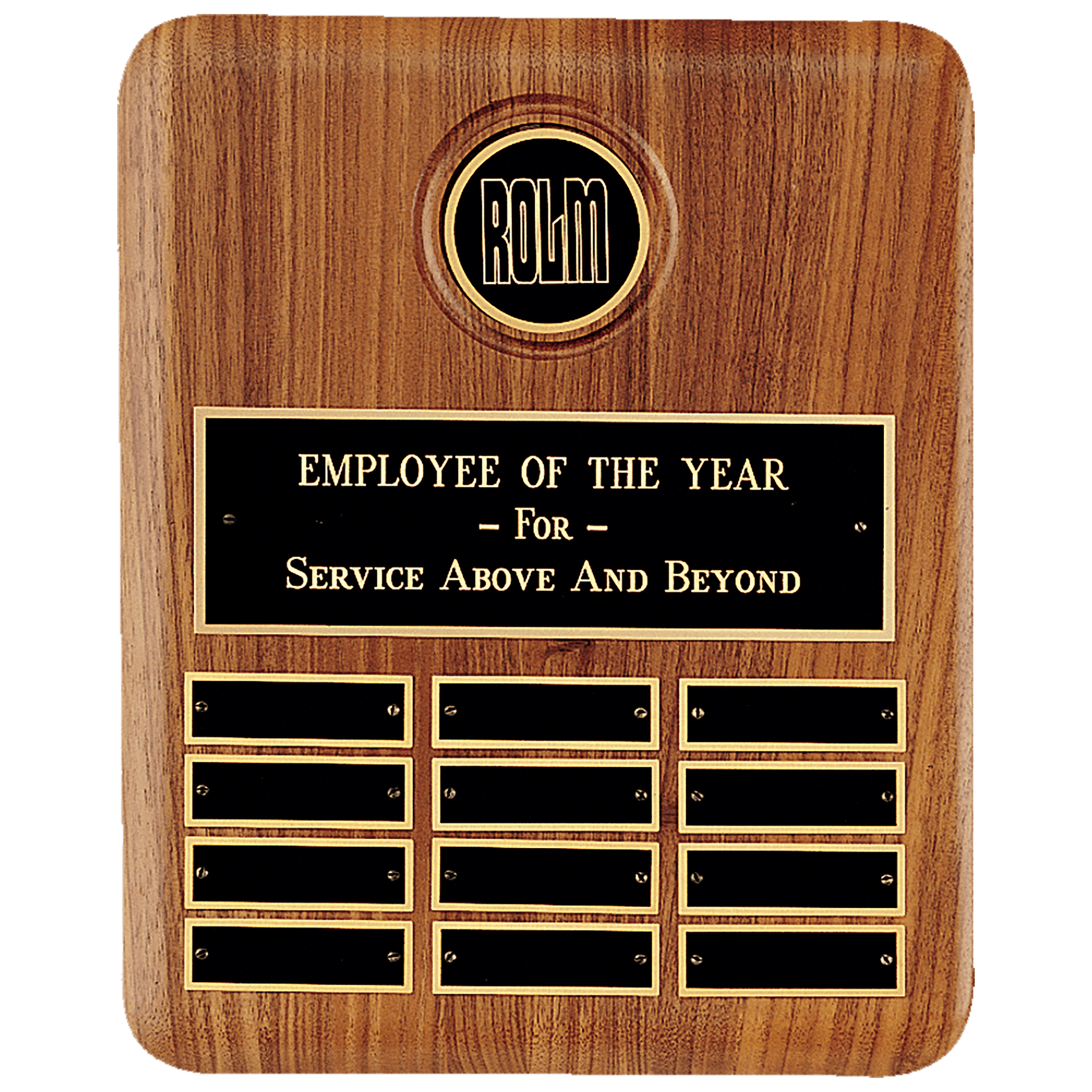10 1/2" x 13" American Walnut CAM Plaque w/12 Black Brass Plates (Medallion Sold Separately)