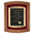 Walnut Frame with Maroon Velour Background and Black Laser Engravable Plate in an Antique Bronze 14