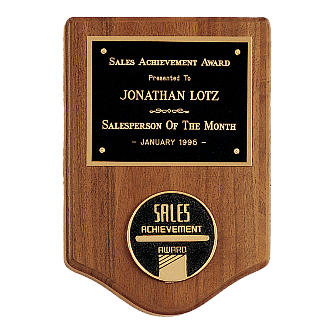 5 3/8" x 8 1/8" American Walnut CAM Plaque with Black Brass Plate  (Medallion Sold Separately)