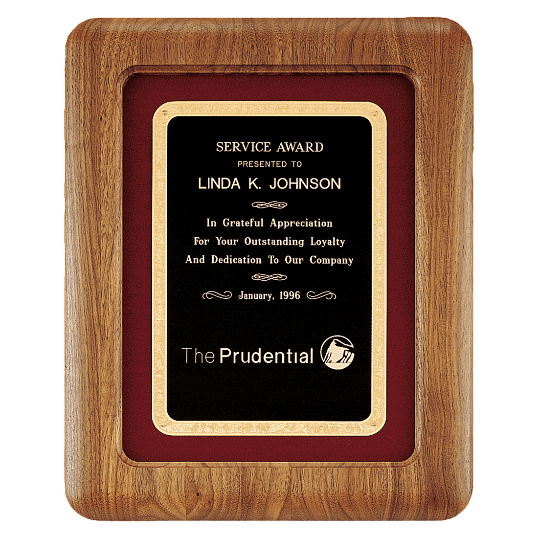 Walnut Airflyte Frame w/Maroon Velour & Black 12" x 15" American Florentine LaserFX Plate