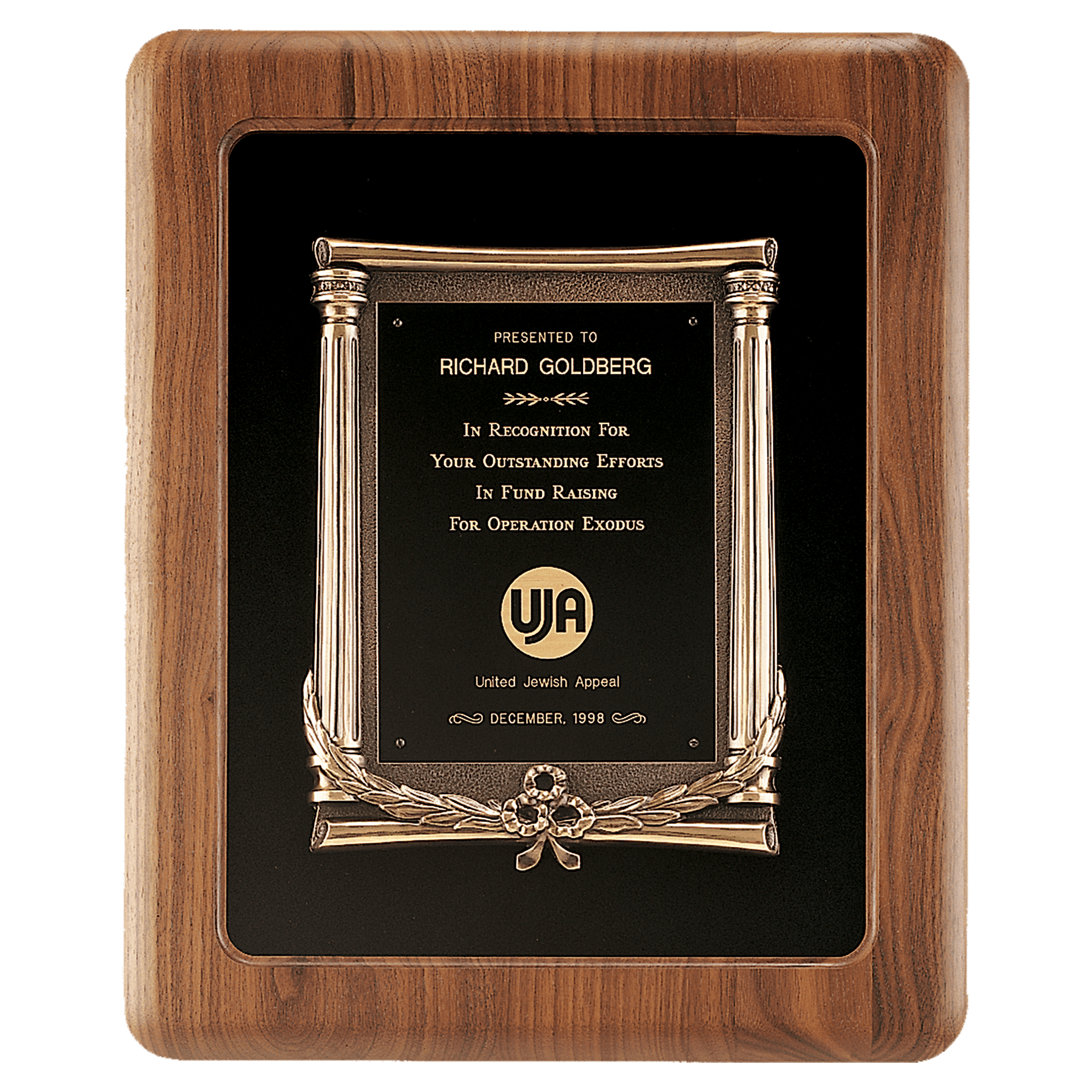 Walnut Frame w/Black Back/Antique Bronze Cast Frame/Black Brass 14" x 17" American Plate