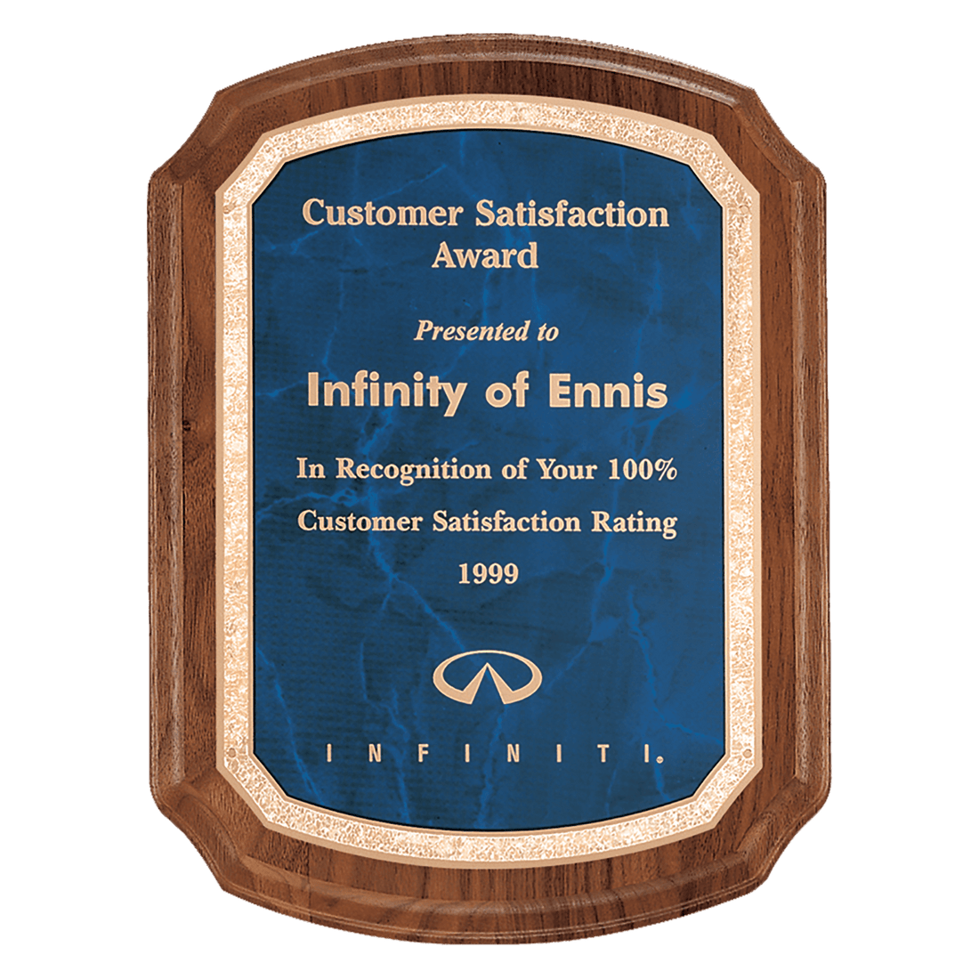 8" x 10 1/2" Coventry Series American Walnut Plaque with Gold Border Sapphire LaserFX Plate