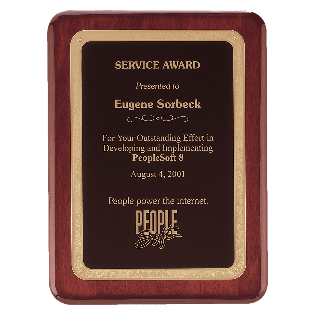 Rosewood Piano Finish Plaque with Black/Gold 10 1/2" x 13" Florentine Design LaserFX Plate