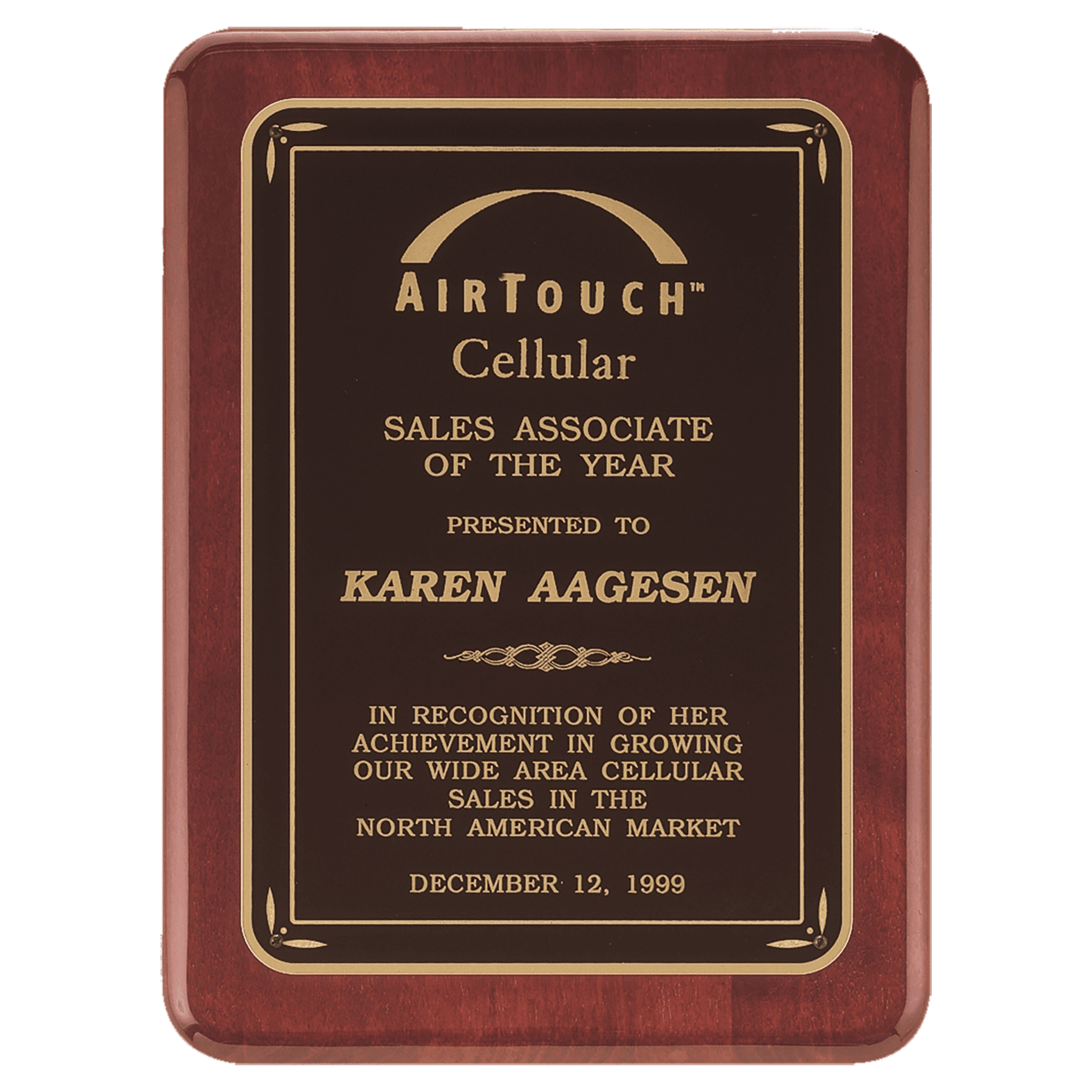 Rosewood Piano Finish Plaque with Black/Gold 2 9" x 12" Florentine Design LaserFX Plate