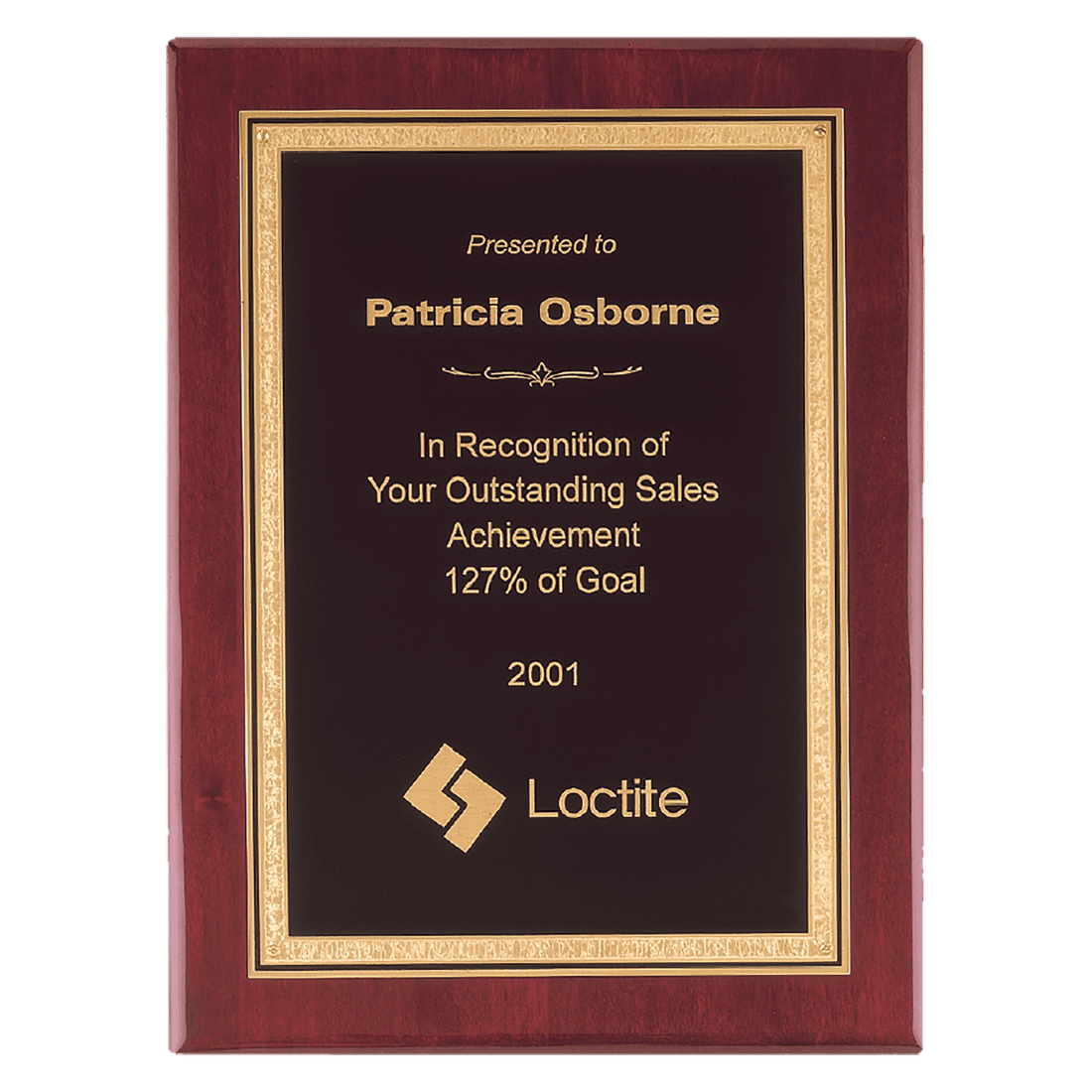 11" x 14" Airflyte Premium Rosewood Piano Finish Plaque with Gold Florentine Black LaserFX Plate