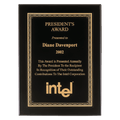 Black Piano Finish Plaque with Gold Florentine Border Laserable Black Brass 8