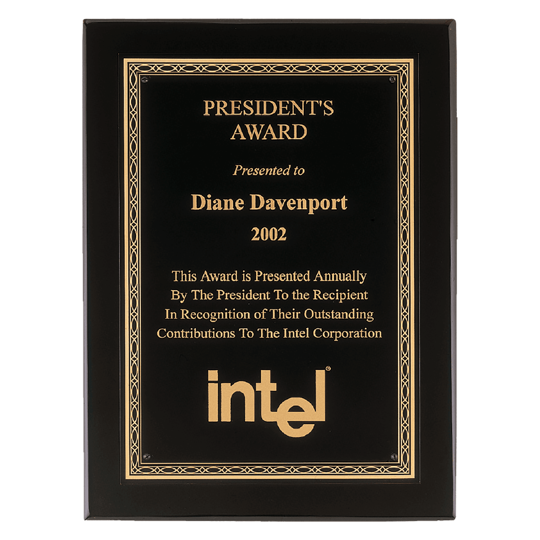Black Piano Finish Plaque with Gold Florentine Border Laserable Black Brass 11" x 14" Airflyte Premium Plate