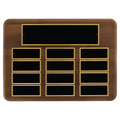 Walnut 12 Plate Perpetual Plaque with Black Brass 11