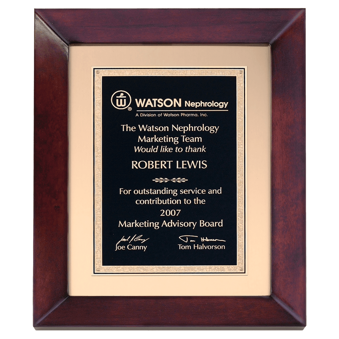 12" x 15" Airflyte Cherry Finish Frame wtih Gold Metal Background and Black and Gold LaserFX Florentine Border Plate