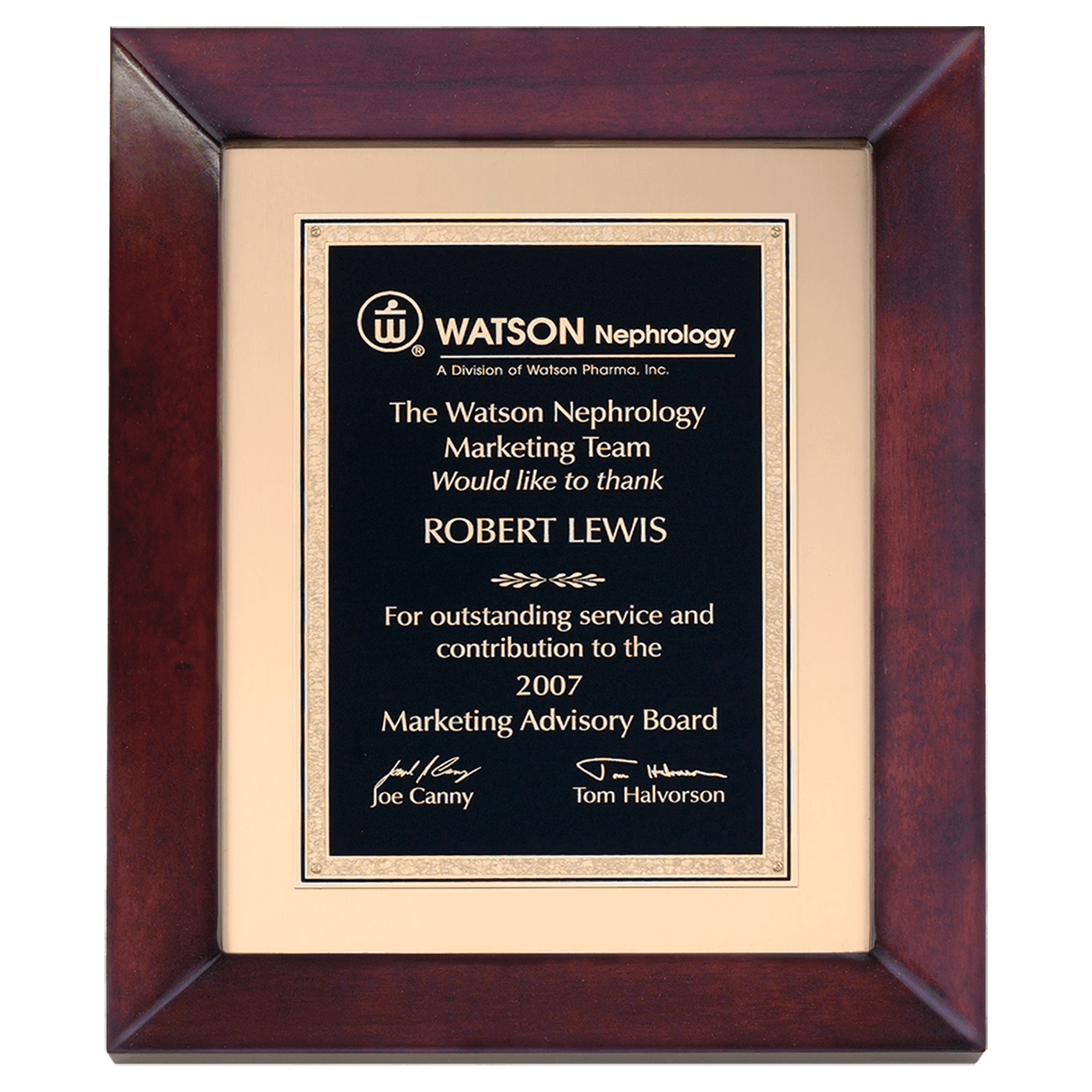 12" x 15" Airflyte Cherry Finish Frame wtih Gold Metal Background and Black and Gold LaserFX Florentine Border Plate