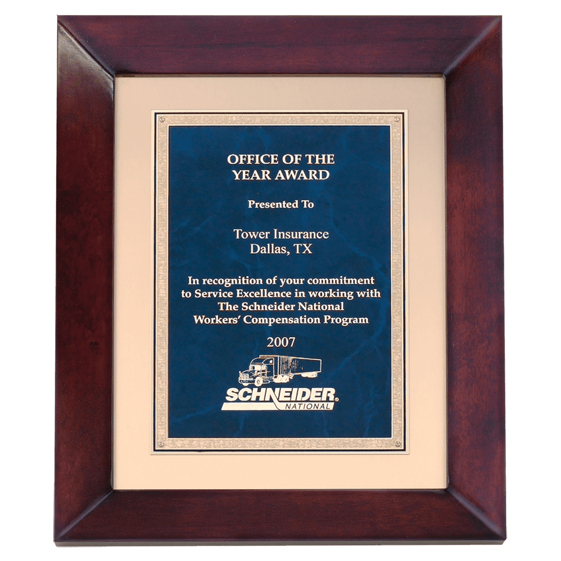 12" x 15" Airflyte Cherry Finish with Gold Metal Background and Sapphire Marble and Gold Florentine Border LaserFX Plate