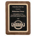 Walnut Piano Finish Plaque with Gold Florentine Border Textured Black 2 7