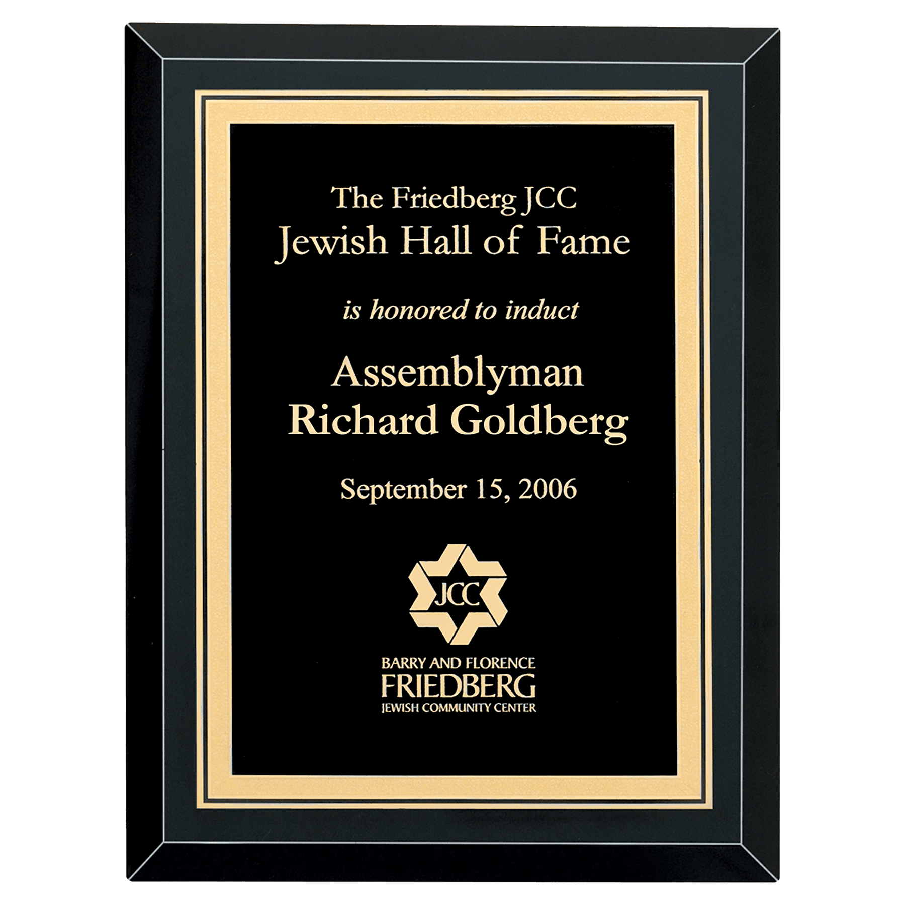 8" x 10" Airflyte Premium Black Mirror Glass Plaque with Gold Florentine Border LaserFX Plate