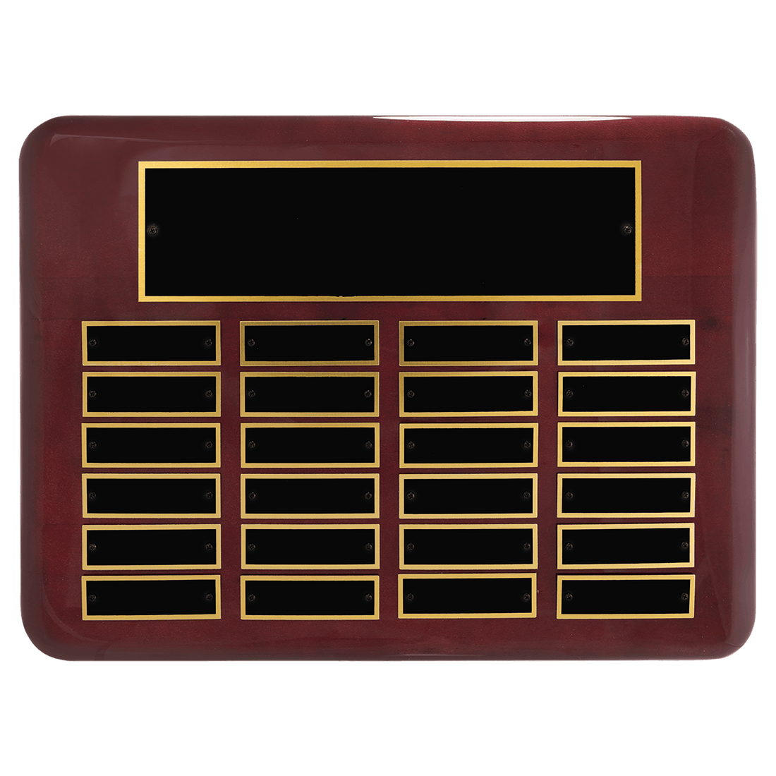 11" x 15"/Plates 7/8" x 2 3/4" Rosewood Piano Finish 24 Plate Perpetual Plaque with Black Brass Plates
