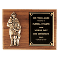 Walnut Plaque with Firefighter Relief and Black Brass 9