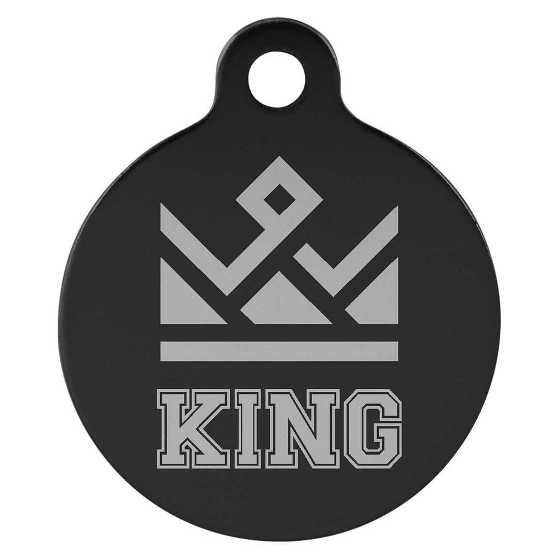 Black 1" Laserable Anodized Aluminum Round Pet Tag with Tab