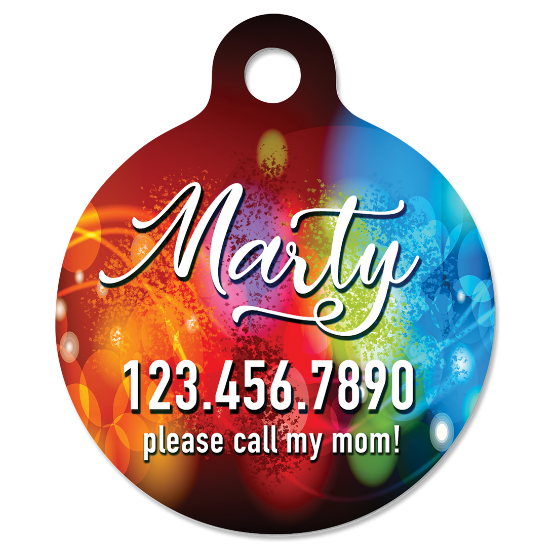 1 1/4" Gloss White Sublimatable Aluminum Round Pet Tag with Tab
