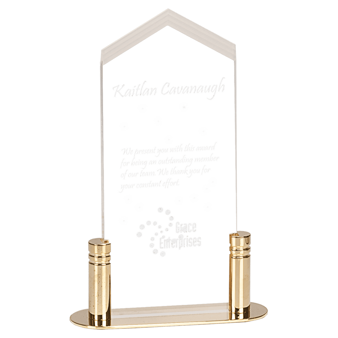 Large Clear Frosted Arrow Acrylic with Brass Base