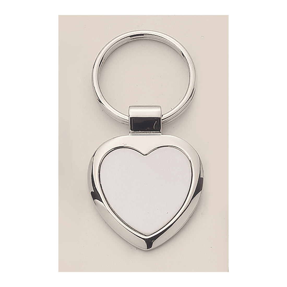 1 1/4" x 2 1/2" Polished Silver Key Ring with Matte Silver Engravable Insert