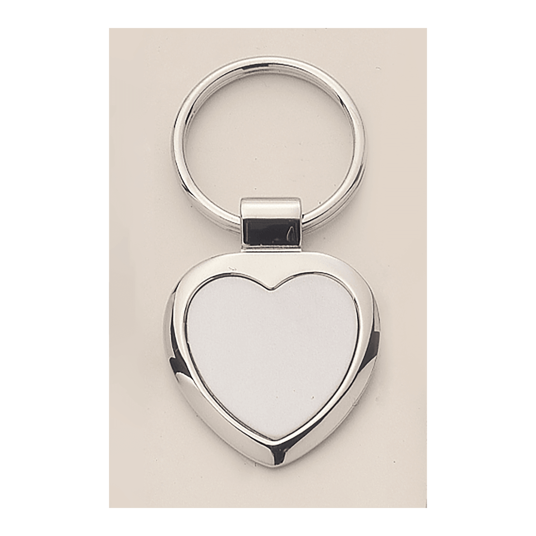 1 1/4" x 2 1/2" Polished Silver Key Ring with Matte Silver Engravable Insert