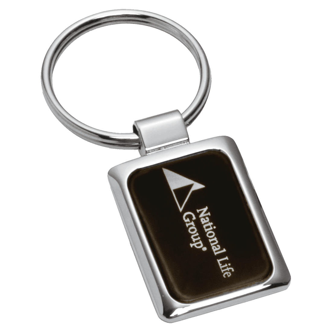 1" x 2 3/4" Chrome Plated Key Ring with Black Aluminum Insert
