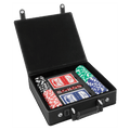 Black/Silver Laserable Leatherette 100 Chip Poker Set