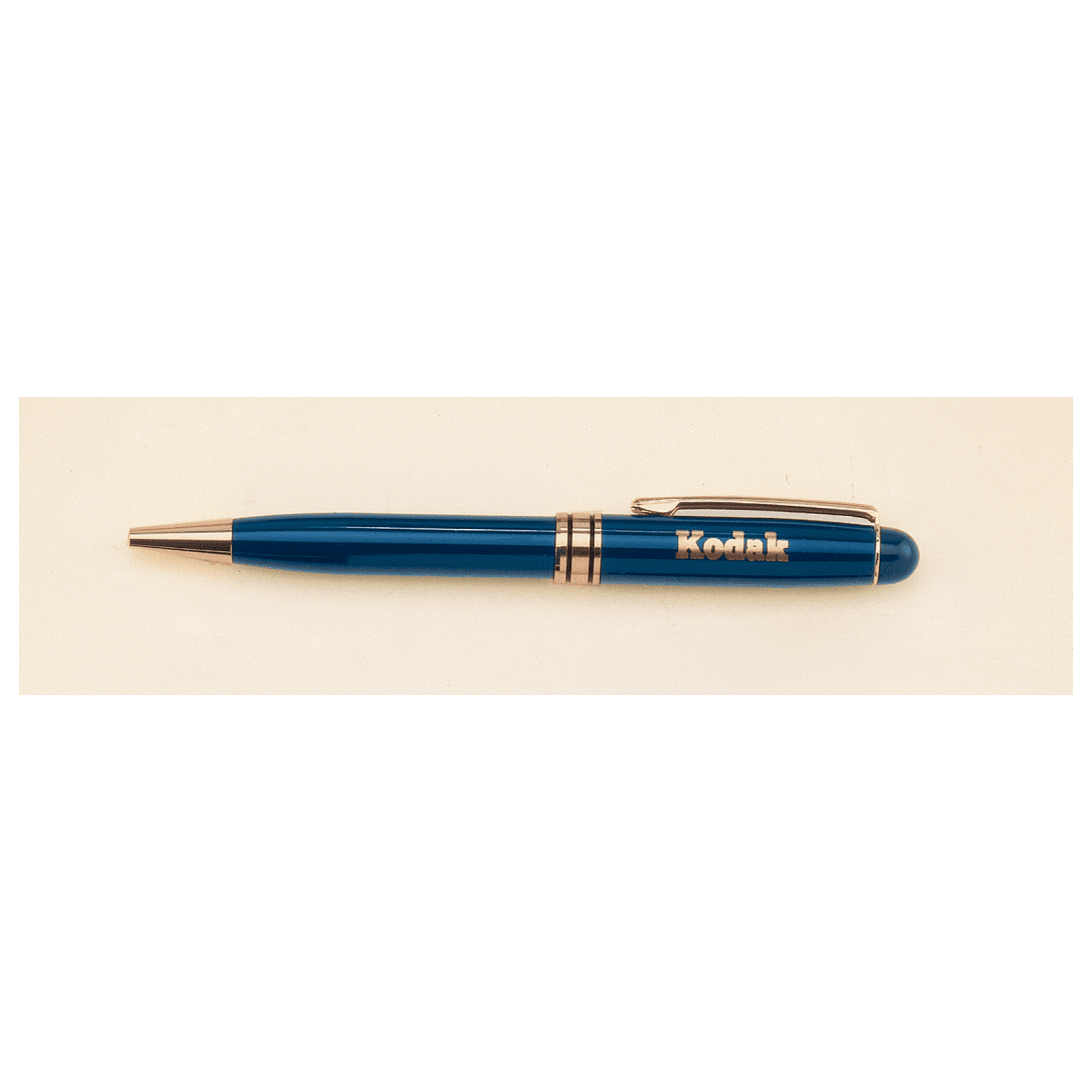 Blue Brass Pen with Clear 5 1/4" Plastic Pen Case