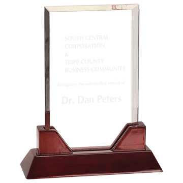 8 3/4" Rectangle Prestige Acrylic with Rosewood Piano Finish Base