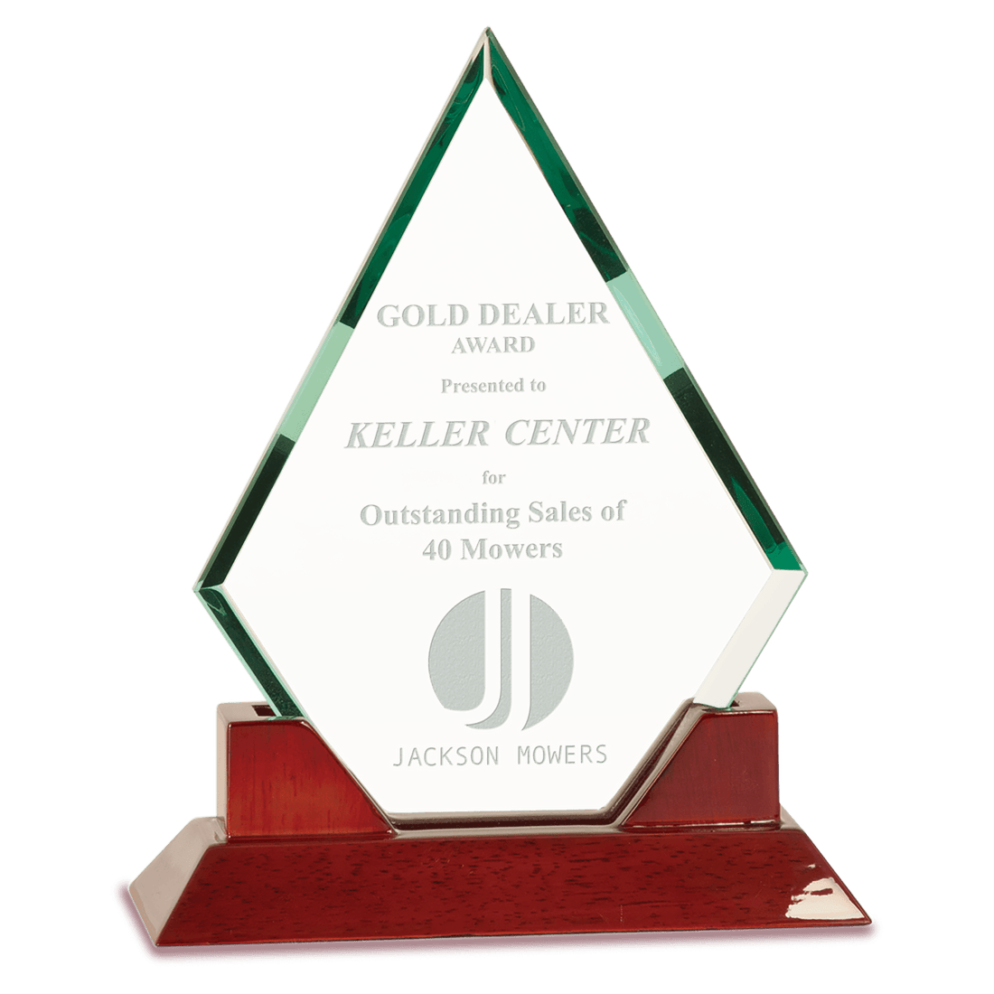 8 1/2" Jade Diamond Prestige Glass with Rosewood Piano Finish Base