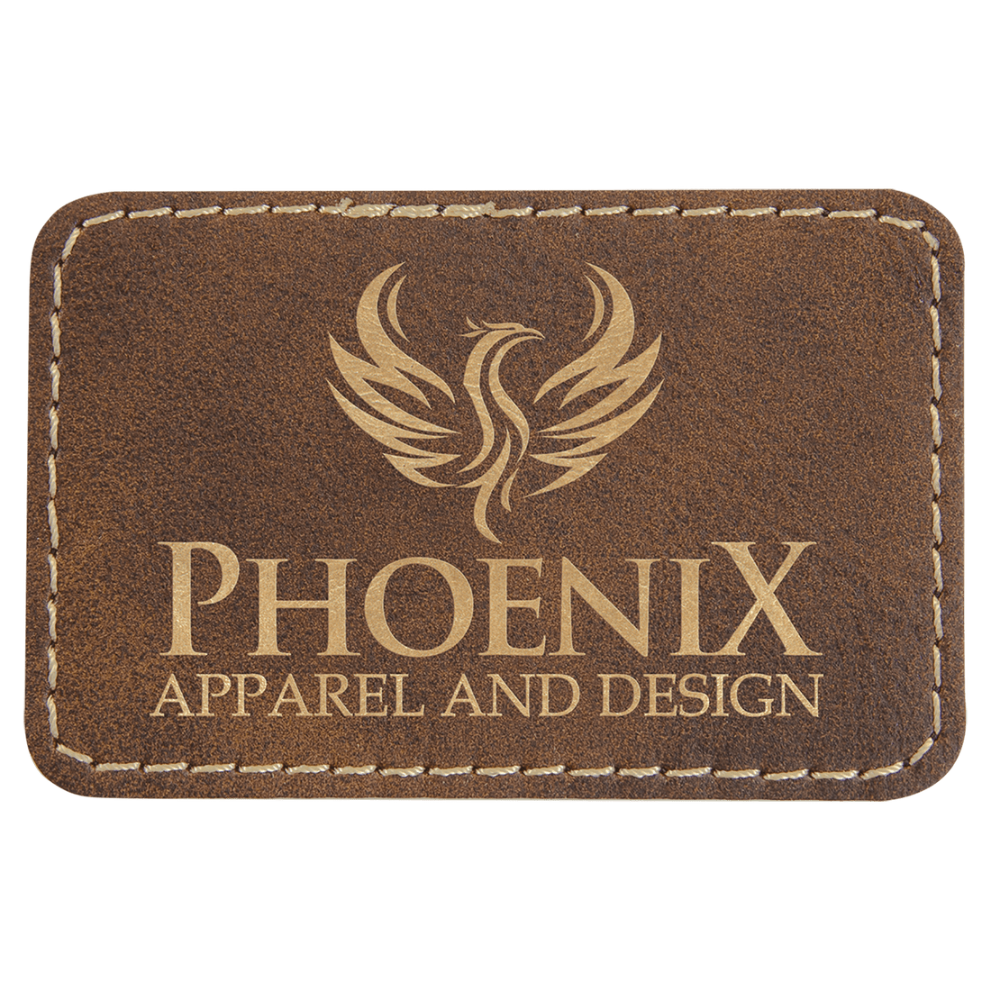 3" x 2" Rectangle Rustic/Gold Laserable Leatherette Patch with Adhesive