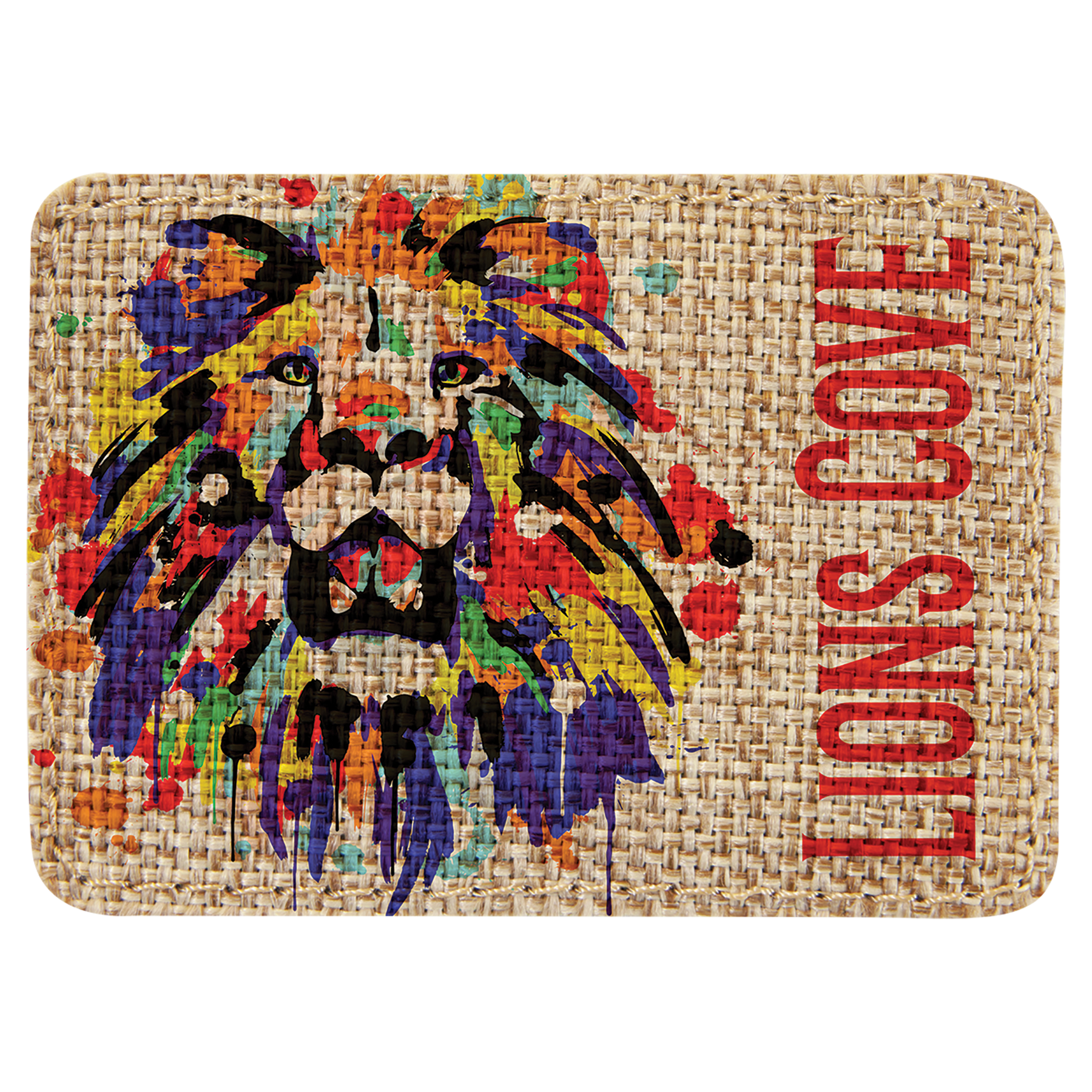 3 1/2" x 2 1/2" Burlap Rectangle Sublimatable Patch with Adhesive