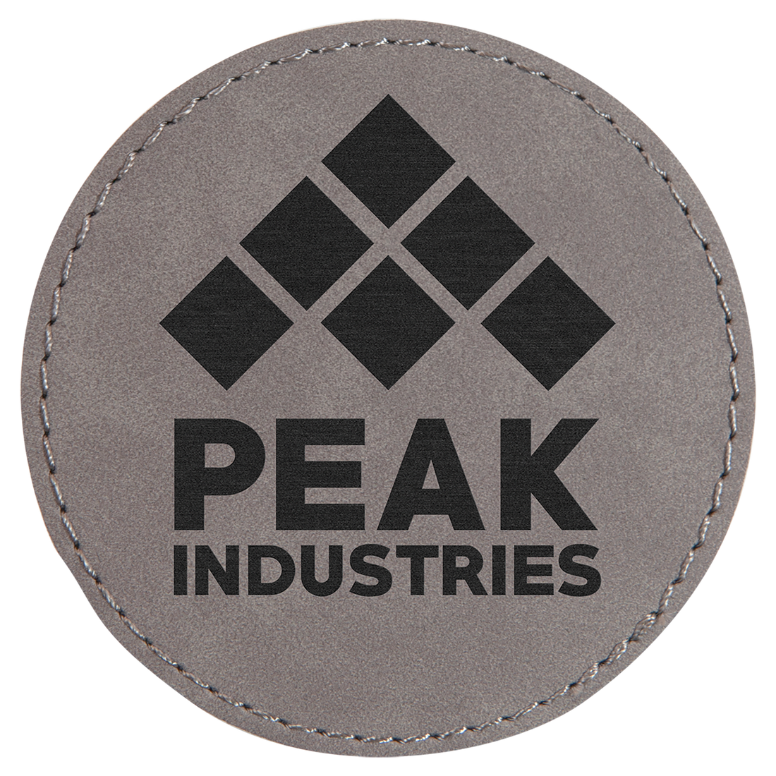 Gray 3" Round Laserable Leatherette Patch with Adhesive