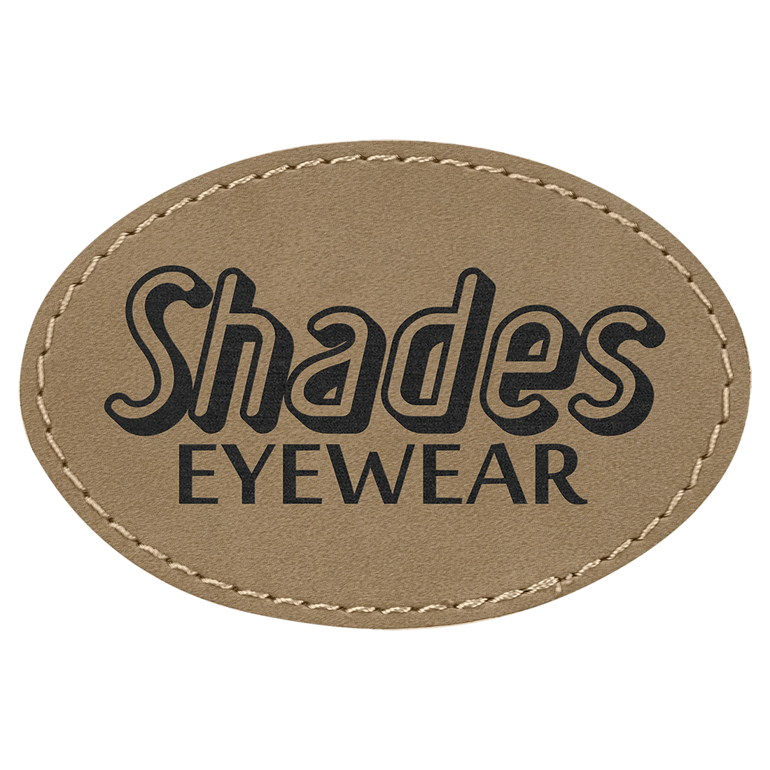 Light Brown 3" x 2" Oval Laserable Leatherette Patch with Adhesive