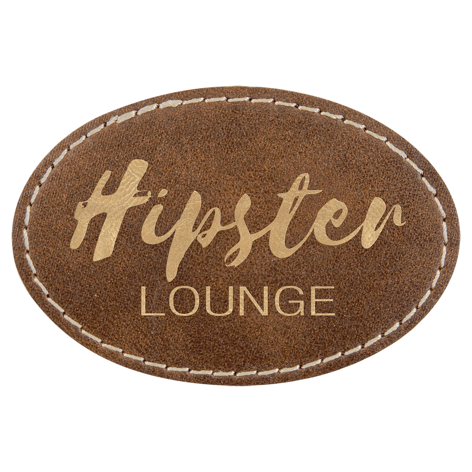 Rustic/Gold 3" x 2" Oval Laserable Leatherette Patch with Adhesive
