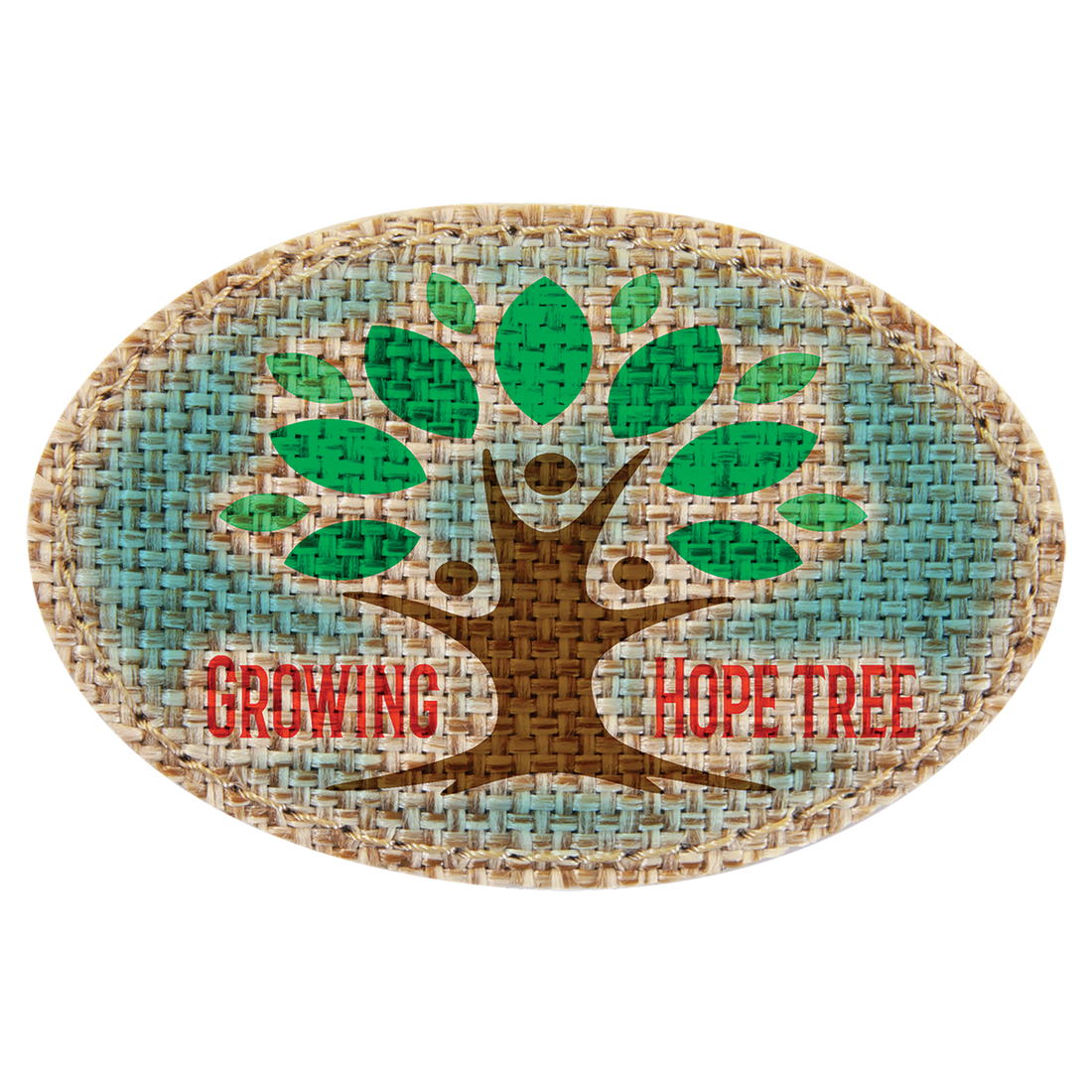 3" x 2" Oval Burlap Sublimatable Patch with Adhesive