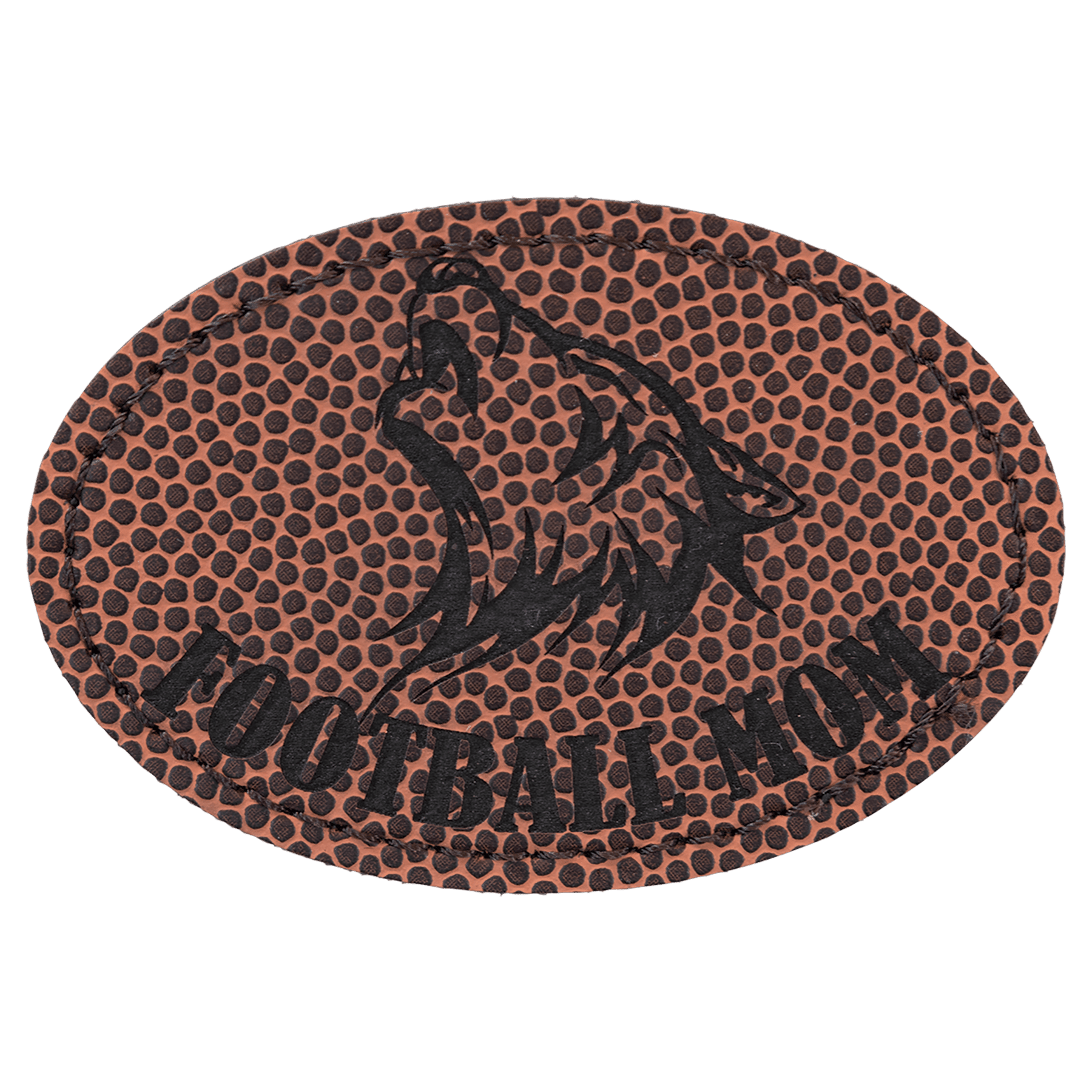 Football 3" x 2" Oval Laserable Leatherette Patch with Adhesive