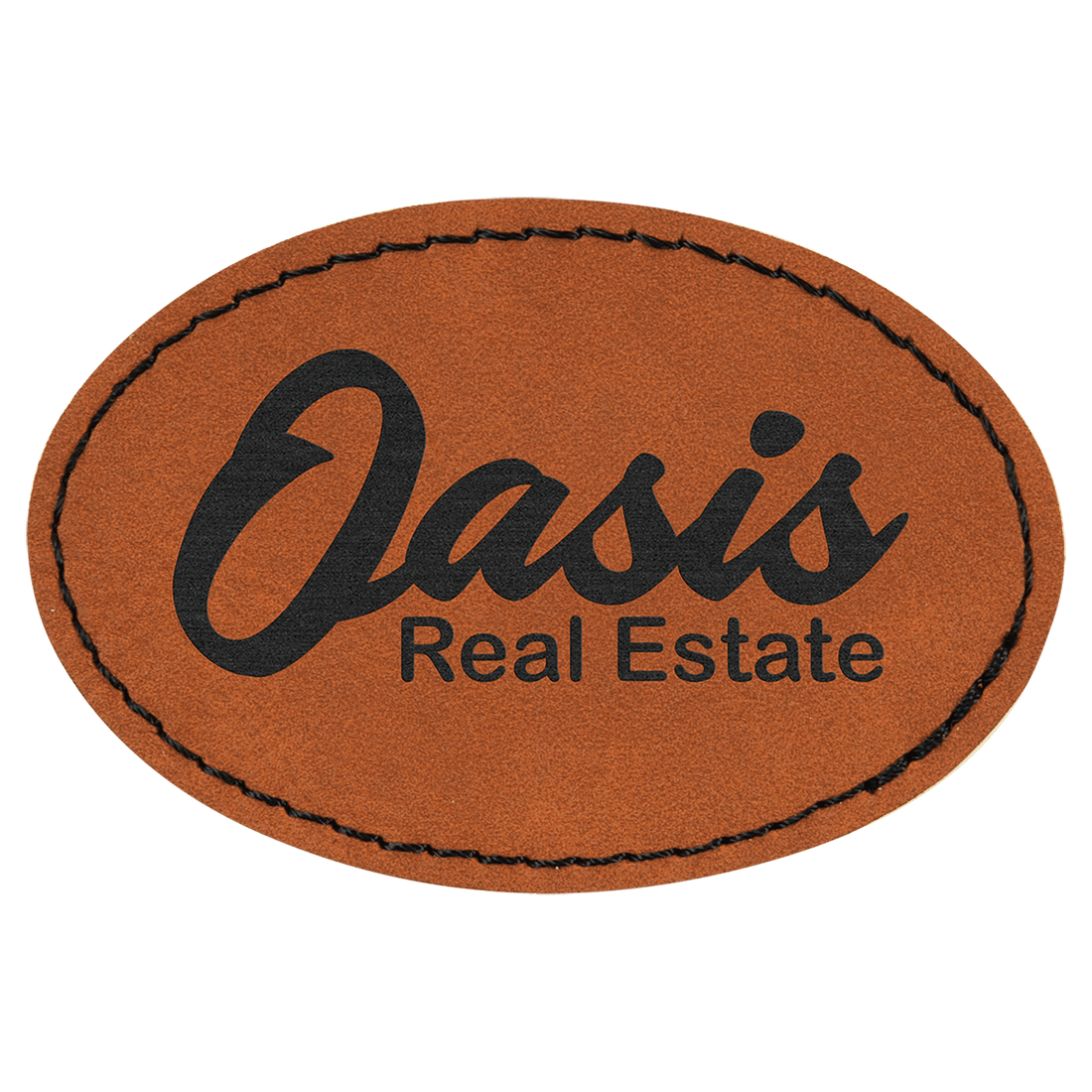 3" x 2" Rawhide Laserable Leatherette Oval Patch with Kota Pro Adhesiive