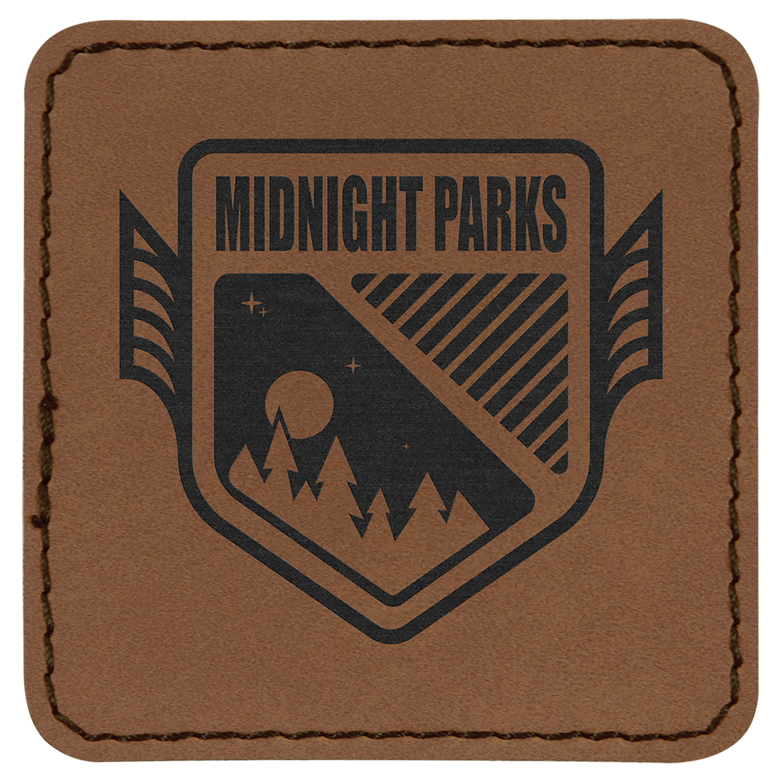 Dark Brown 2 1/2" x 2 1/2" Laserable Leatherette Patch with Adhesive