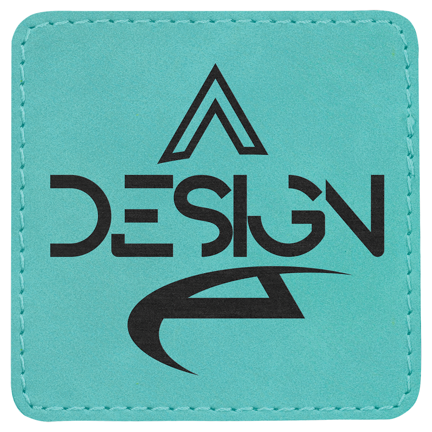 Teal 3" x 3" Square Laserable Leatherette Patch with Adhesive