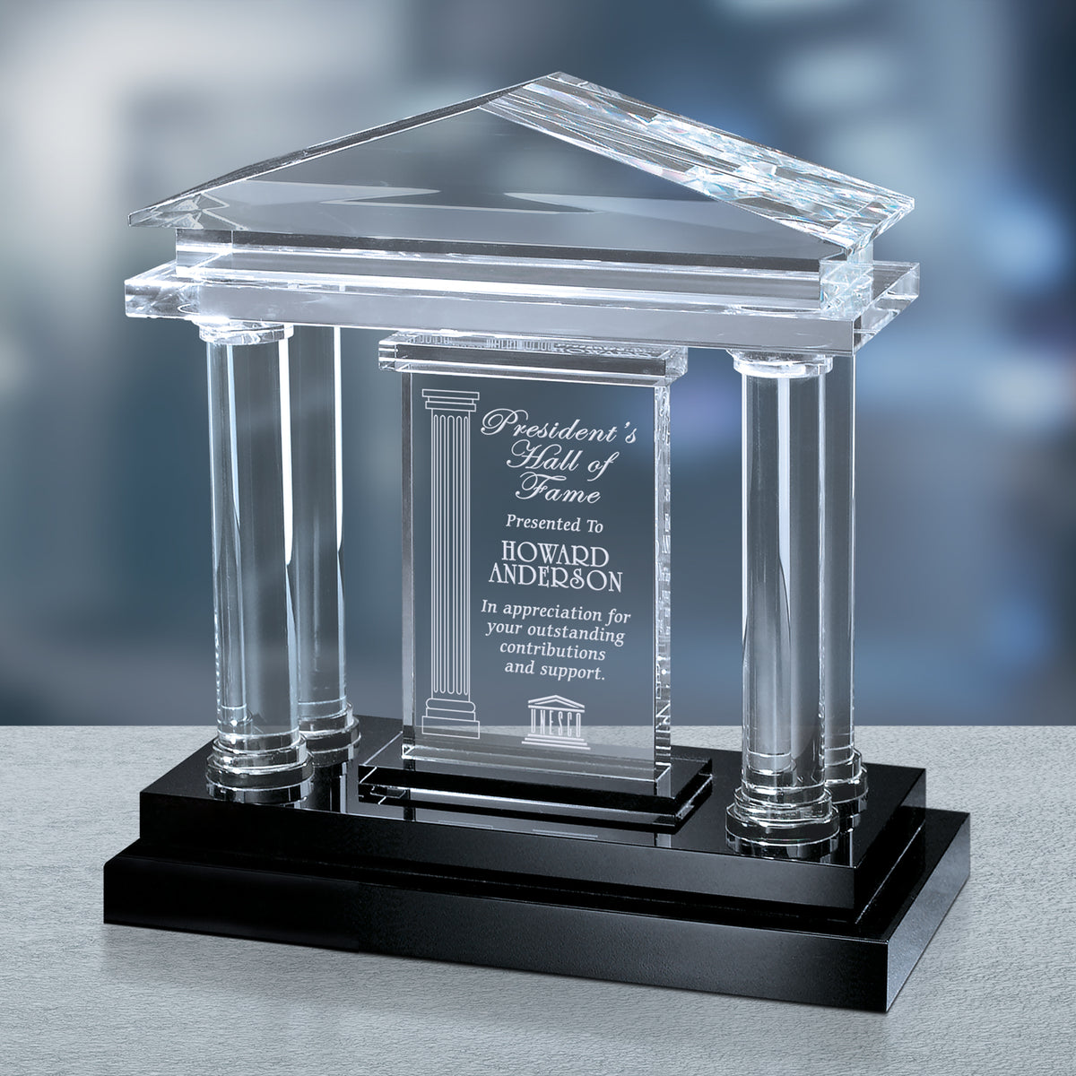 Parthenon Award 10"; sample personalization shown