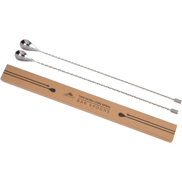 cocktail spoon set with wooden box