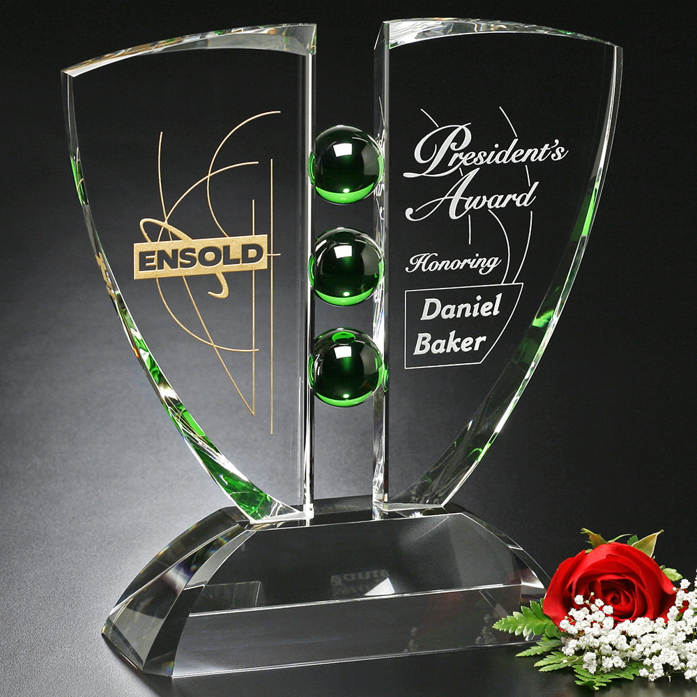 Pinion Emerald Award 12"; sample personalization shown