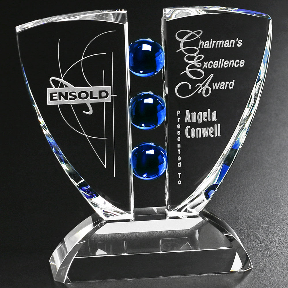 Pinion Indigo Award 8"; sample personalization shown