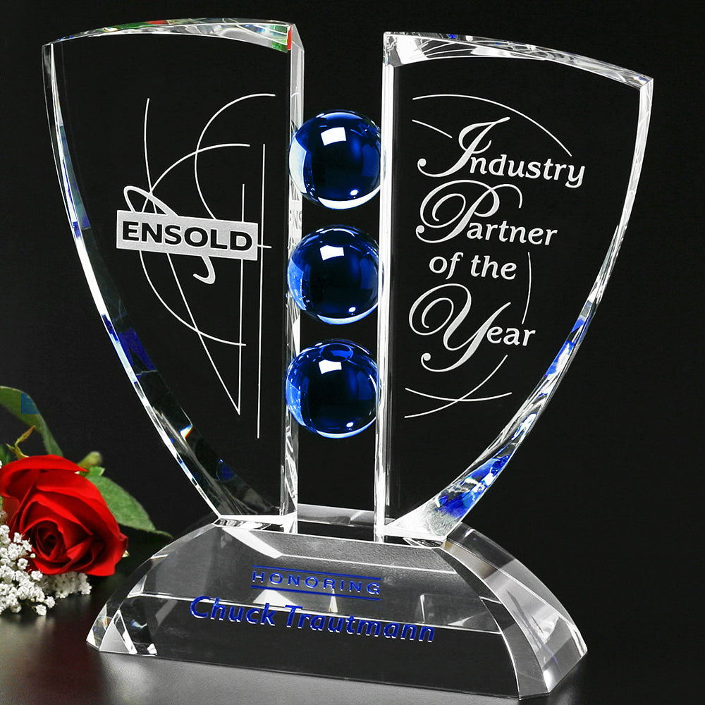 Pinion Indigo Award 10"; sample personalization shown