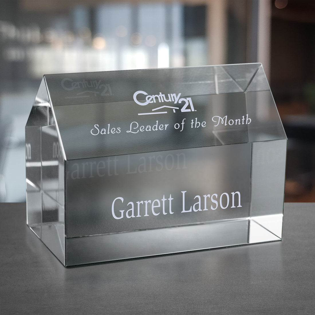 Residence House Paperweight 4" W; sample personalization shown
