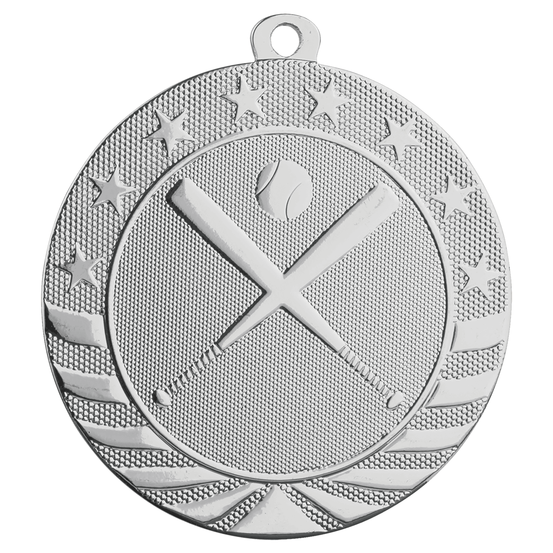 Bright Silver 2 3/4" Baseball/Softball Starbrite Medal
