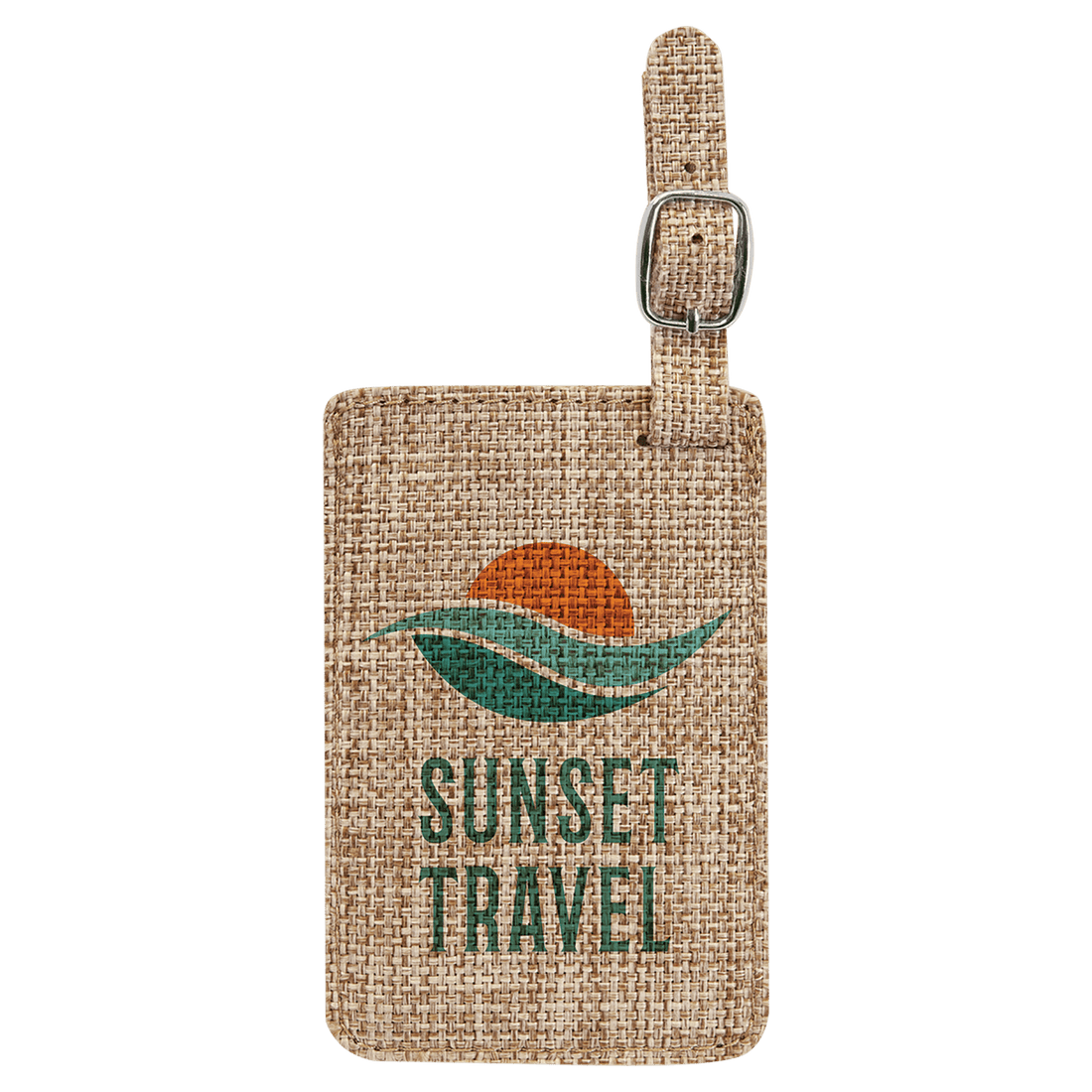 4 1/4" x 2 3/4" Sublimatable Burlap Luggage Tag