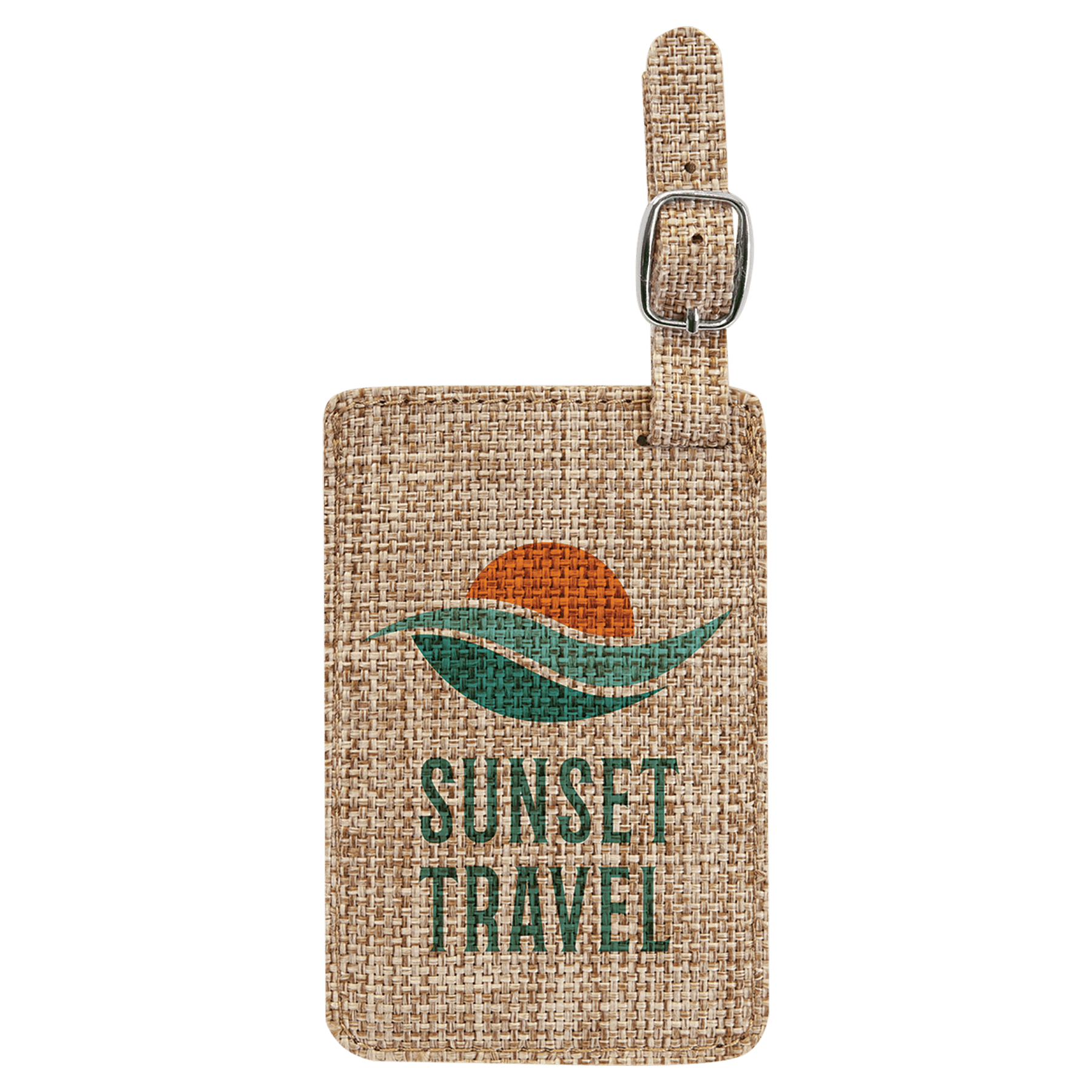 4 1/4" x 2 3/4" Sublimatable Burlap Luggage Tag