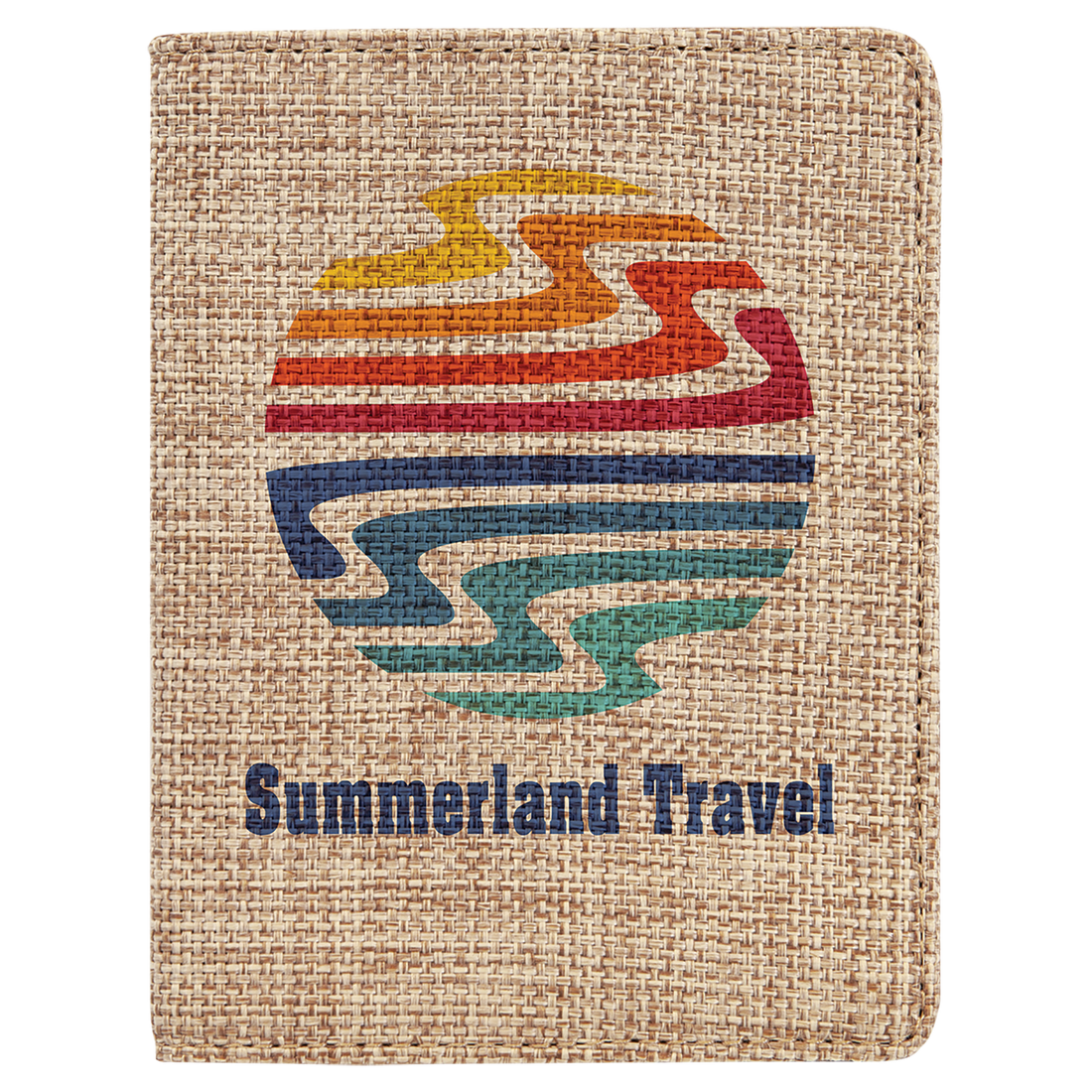 4 1/4" x 5 1/2" Sublimatable Burlap Passport Holder