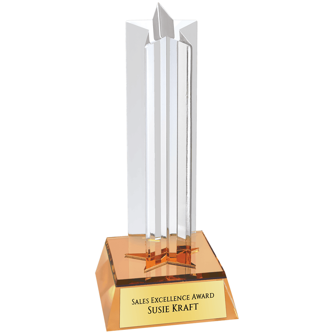 6 3/4" Gold Star Column Acrylic with Gold Base